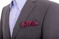 Thumbnail for Cesare Attolini Pocket Squares Cesare Attolini Maroon & Pink Square Motif Wool Pocket Square Handmade In Italy