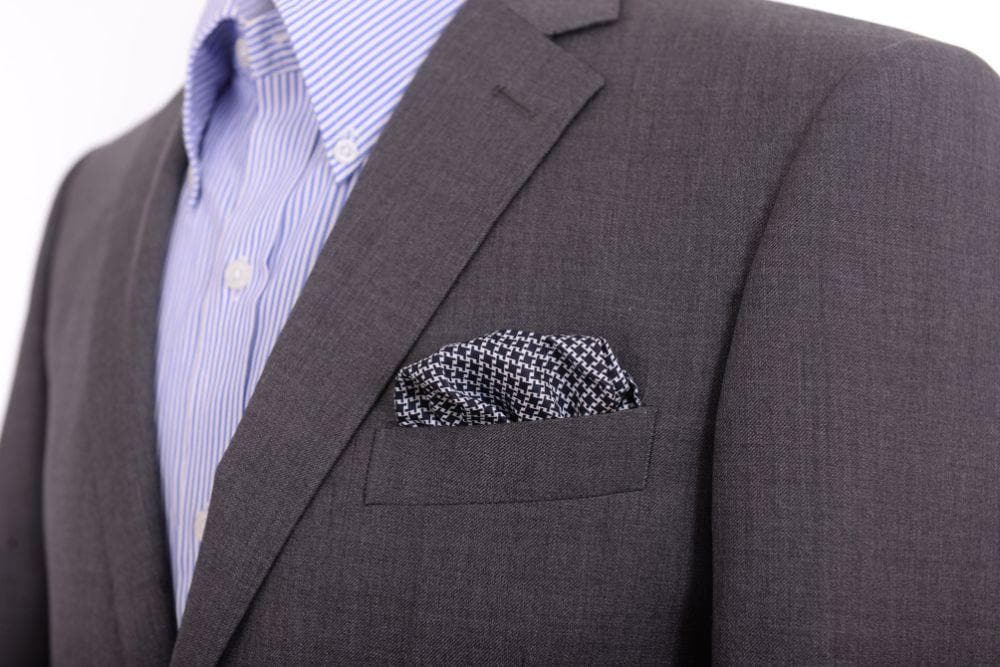 Cesare Attolini Pocket Squares Cesare Attolini Navy & White Houndstooth Pocket Square Handmade In Italy