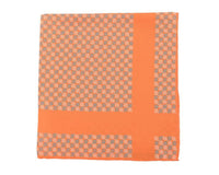 Thumbnail for Cesare Attolini Pocket Squares Cesare Attolini Orange Geometric Print Silk Pocket Square Handmade In Italy