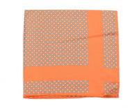 Thumbnail for Cesare Attolini Pocket Squares Cesare Attolini Orange Houndstooth Motif Silk Pocket Square Handmade In Italy