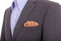 Thumbnail for Cesare Attolini Pocket Squares Cesare Attolini Orange Houndstooth Motif Silk Pocket Square Handmade In Italy