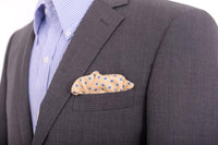 Thumbnail for Cesare Attolini Pocket Squares Cesare Attolini Pale Yellow With Blue Polka Dot Silk Pocket Square
