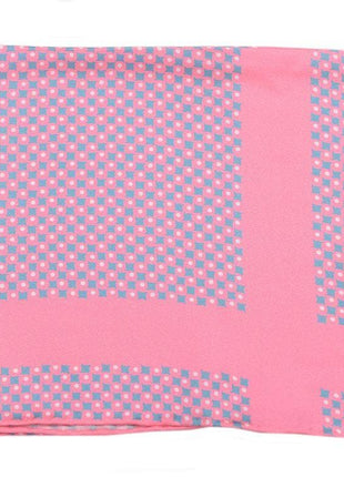 Cesare Attolini Pocket Squares Cesare Attolini Pink Houndstooth Motif Silk Pocket Square Handmade In Italy