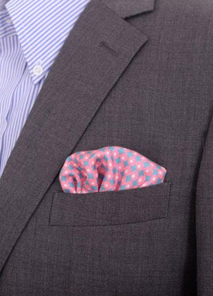 Cesare Attolini Pocket Squares Cesare Attolini Pink Houndstooth Motif Silk Pocket Square Handmade In Italy