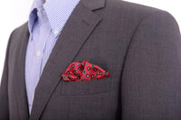 Thumbnail for Cesare Attolini Pocket Squares Cesare Attolini Pink & Teal Geometric Motif Silk Pocket Square Handmade In Italy