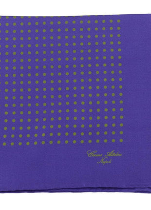 Cesare Attolini Pocket Squares Cesare Attolini Purple With Green Polka Dot Silk Pocket Square