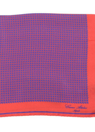 Cesare Attolini Pocket Squares Cesare Attolini Red & Blue Houndstooth Pocket Square Handmade In Italy