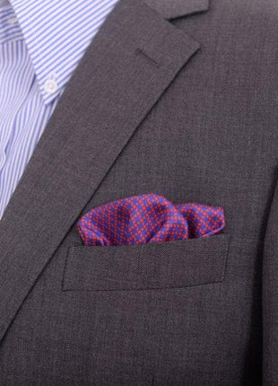 Cesare Attolini Pocket Squares Cesare Attolini Red & Blue Houndstooth Pocket Square Handmade In Italy