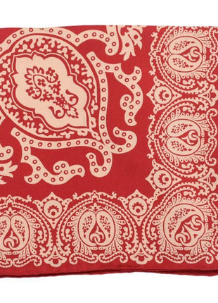 Cesare Attolini Pocket Squares Cesare Attolini Red Damask Silk Pocket Square Handmade In Italy