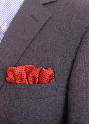 Cesare Attolini Pocket Squares Cesare Attolini Red Polka Dot & Crisscross Silk Pocket Square Handmade In Italy