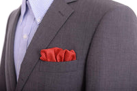 Thumbnail for Cesare Attolini Pocket Squares Cesare Attolini Red Polka Dot & Crisscross Silk Pocket Square Handmade In Italy