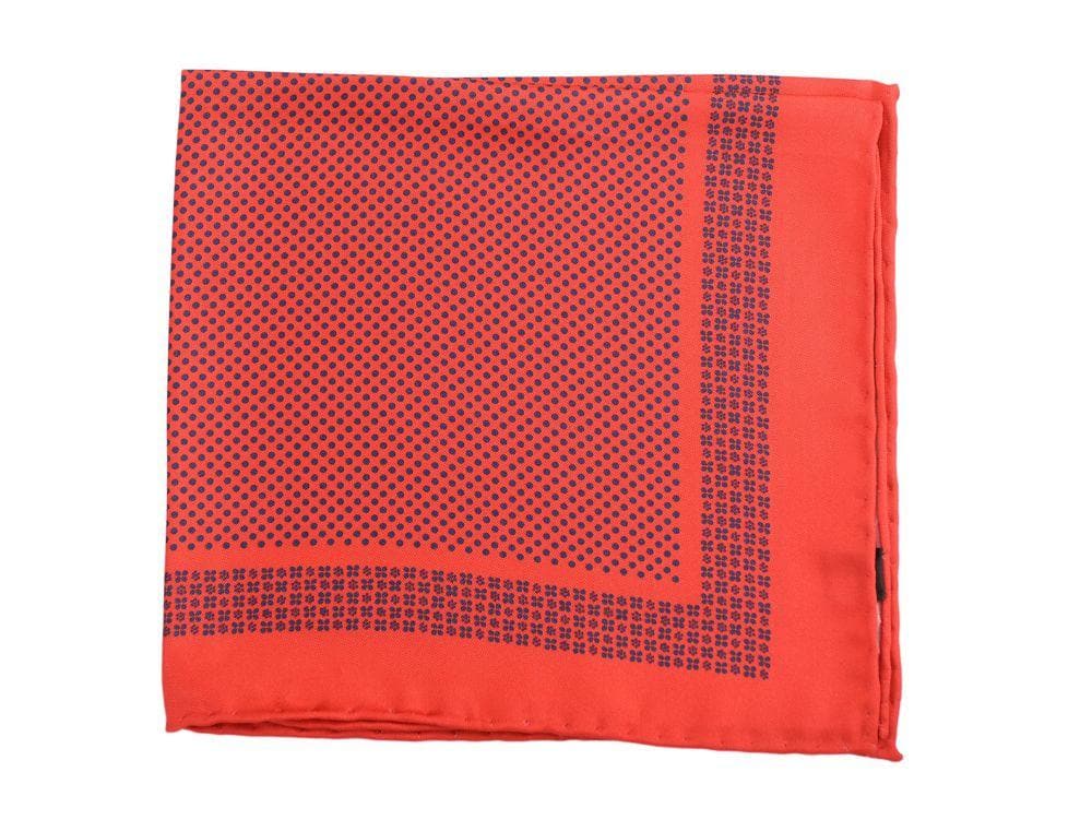 Cesare Attolini Pocket Squares Cesare Attolini Red Polka Dot & Floral Silk Pocket Square Handmade In Italy