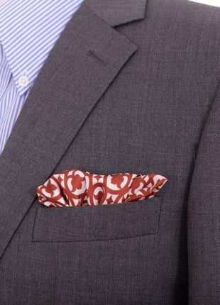 Cesare Attolini Red & White Floral Motif Silk Pocket Square Handmade In Italy - The Suit Depot
