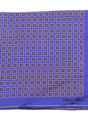 Cesare Attolini Pocket Squares Cesare Attolini Royal Blue Square Motif Silk Pocket Square Handmade In Italy