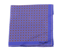 Thumbnail for Cesare Attolini Pocket Squares Cesare Attolini Royal Blue Square Motif Silk Pocket Square Handmade In Italy