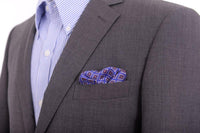 Thumbnail for Cesare Attolini Pocket Squares Cesare Attolini Royal Blue Square Motif Silk Pocket Square Handmade In Italy