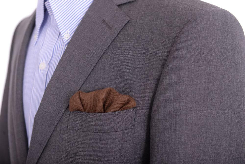 Cesare Attolini Pocket Squares Cesare Attolini Solid Brown Cashmere Pocket Square Handmade In Italy