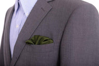 Thumbnail for Cesare Attolini Pocket Squares Cesare Attolini Solid Dark Green Silk Pocket Square Handmade In Italy