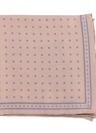 Cesare Attolini Pocket Squares Cesare Attolini Tan With Blue Polka Dot Silk Pocket Square