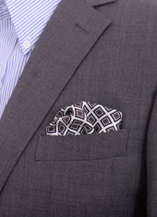 Cesare Attolini Pocket Squares Cesare Attolini White Square Motif Silk Pocket Square Handmade In Italy