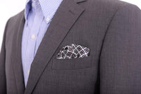 Thumbnail for Cesare Attolini Pocket Squares Cesare Attolini White Square Motif Silk Pocket Square Handmade In Italy