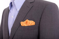 Thumbnail for Cesare Attolini Pocket Squares Cesare Attolini Yellow Oval Motif Silk Pocket Square Handmade In Italy