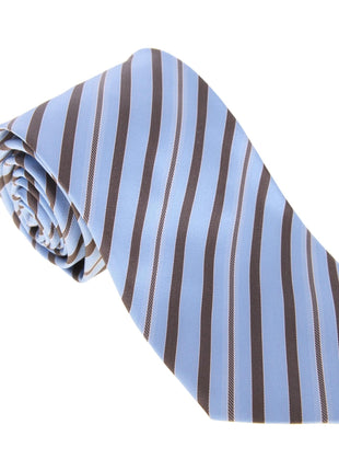 Cesare Attolini Napoli Mens Blue Brown Diagonal Striped Handmade Silk Necktie - The Suit Depot