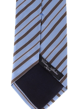 Cesare Attolini Napoli Mens Blue Brown Diagonal Striped Handmade Silk Necktie - The Suit Depot