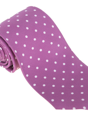 Cesare Attolini Napoli Mens Purple Polka Dot Handmade Silk Necktie - The Suit Depot