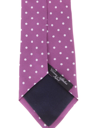 Cesare Attolini Napoli Mens Purple Polka Dot Handmade Silk Necktie - The Suit Depot