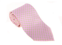 Thumbnail for Cesare Attolini Ties For Amazon Cesare Attolini Napoli Pink With Green Triangle Pattern Handmade Silk Necktie