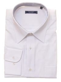 Thumbnail for Chams SHIRTS 14 1/2 32/33 Chams Classic Fit White Tonal Pinstriped Soft Cotton Dress Shirt