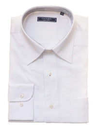 Thumbnail for Chams SHIRTS 14 1/2 34/35 Chams Classic Fit White Tonal Plaid Fine Combed Cotton Dress Shirt