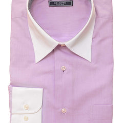 Chams SHIRTS Chams Classic Fit Light Purple Twill Fine Combed Cotton Dress Shirt