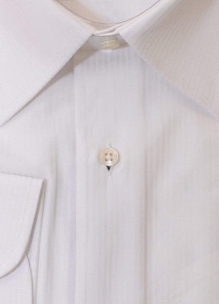 Chams SHIRTS Chams Classic Fit White Tonal Pinstriped Soft Cotton Dress Shirt