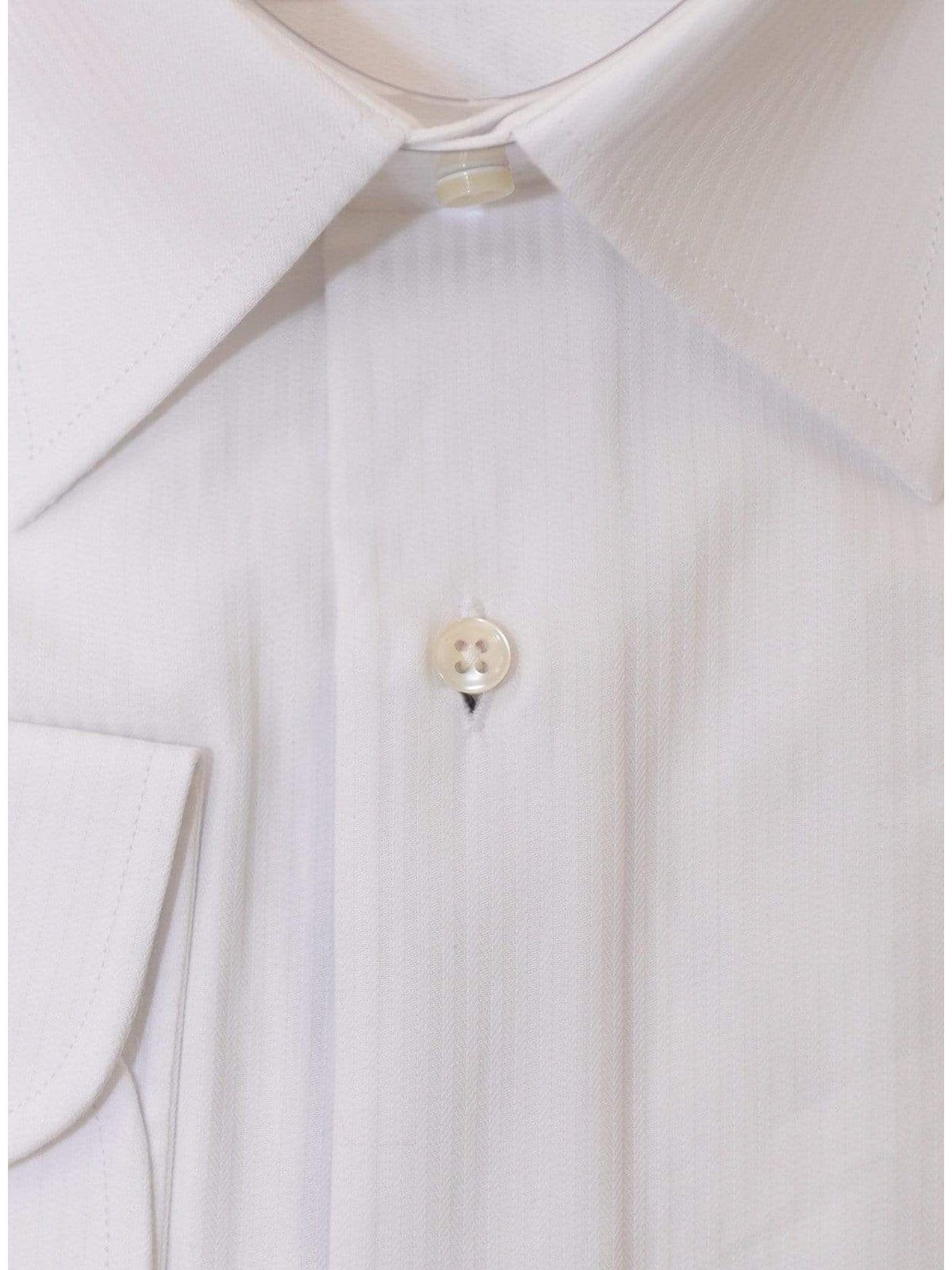 Chams SHIRTS Chams Classic Fit White Tonal Pinstriped Soft Cotton Dress Shirt