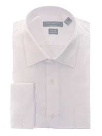 Thumbnail for Christopher Lena Bestselling Items Mens Classic Fit White 2 Ply Cotton Wrinkle Free French Cuff Dress Shirt