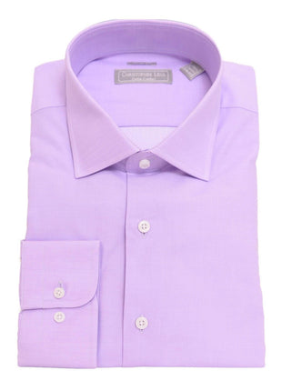 Christopher Lena SHIRTS 14 1/2 32/33 Mens Slim Fit Solid Lavender Purple Spread Collar Cotton Dress Shirt
