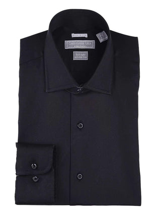 Christopher Lena SHIRTS Black / 18 1/2 36/37 Mens Slim Fit Solid Spread Collar Cotton Wrinkle Free Dress Shirt