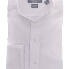 Christopher Lena SHIRTS Slim Fit White Textured Wingtip Collar Wrinkle Free Cotton Tuxedo Dress Shirt