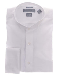 Thumbnail for Christopher Lena SHIRTS Slim Fit White Textured Wingtip Collar Wrinkle Free Cotton Tuxedo Dress Shirt