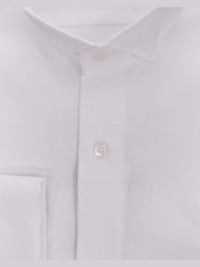 Thumbnail for Slim Fit White Textured Wingtip Collar Wrinkle Free Cotton Tuxedo Dress Shirt - The Suit Depot