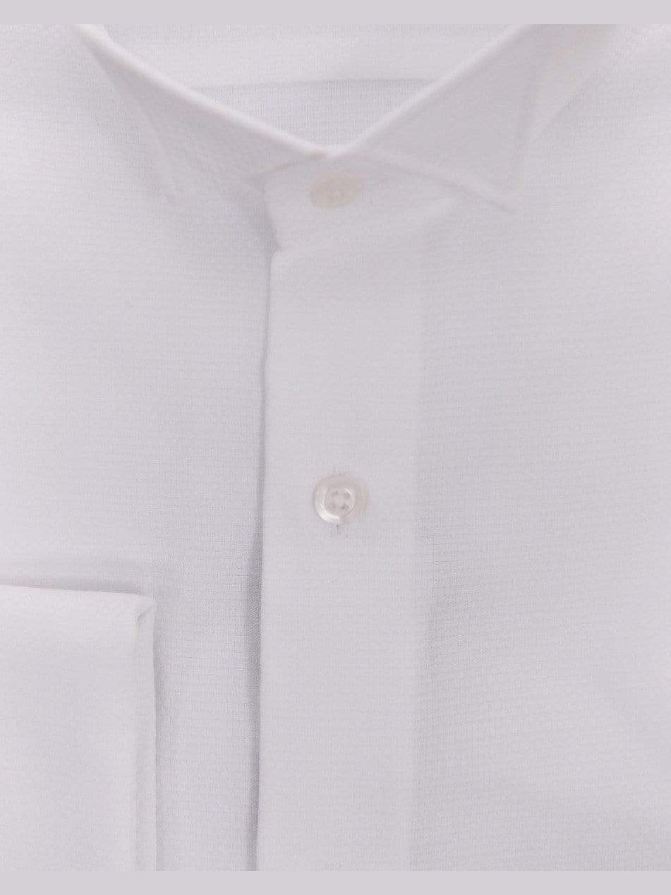 Christopher Lena SHIRTS Slim Fit White Textured Wingtip Collar Wrinkle Free Cotton Tuxedo Dress Shirt