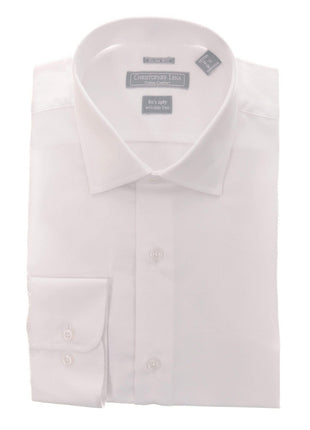 Christopher Lena SHIRTS White / 15 1/2 32/33 Mens Slim Fit Solid Spread Collar Cotton Wrinkle Free Dress Shirt
