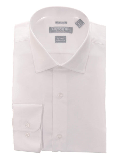 17 32 33 dress shirt slim fit Mens Contemporary Fit Solid Spread Collar Cotton Wrinkle Free Dress Shirt, White / 17 1/2 / 32/33