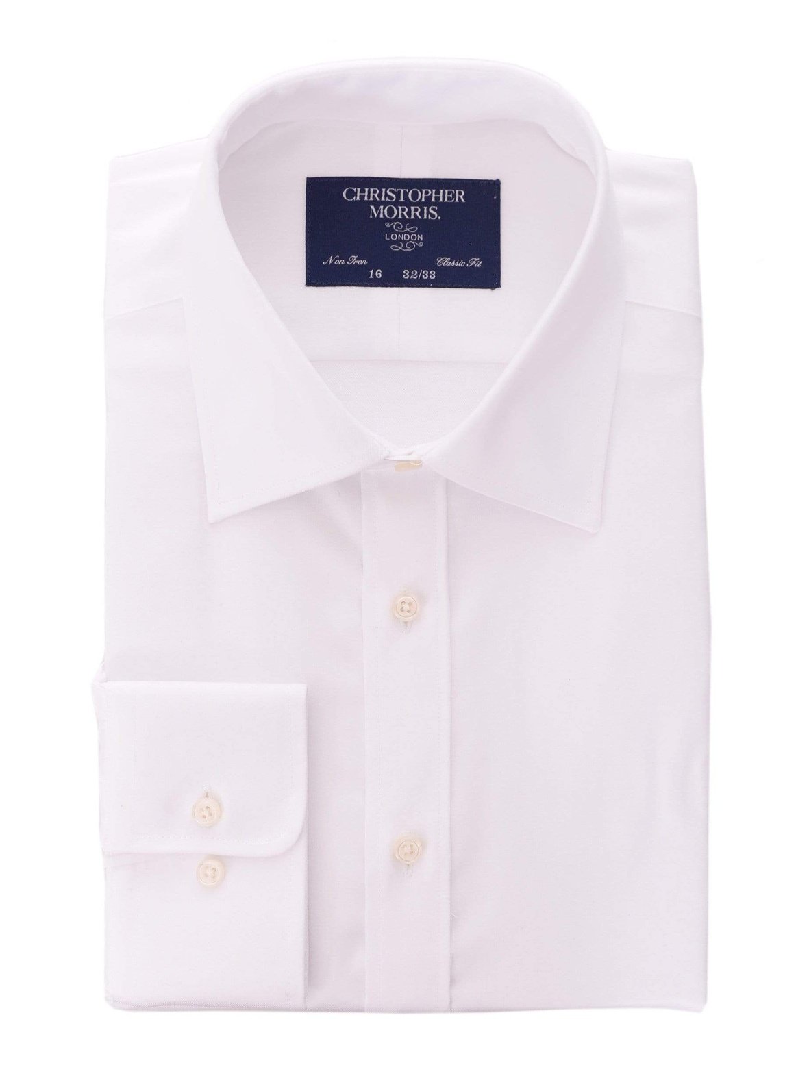 Christopher Morris Bestselling Items 14 1/2 32/33 Christopher Morris Mens 100% Cotton Solid White Non-Iron Classic Fit Dress Shirt