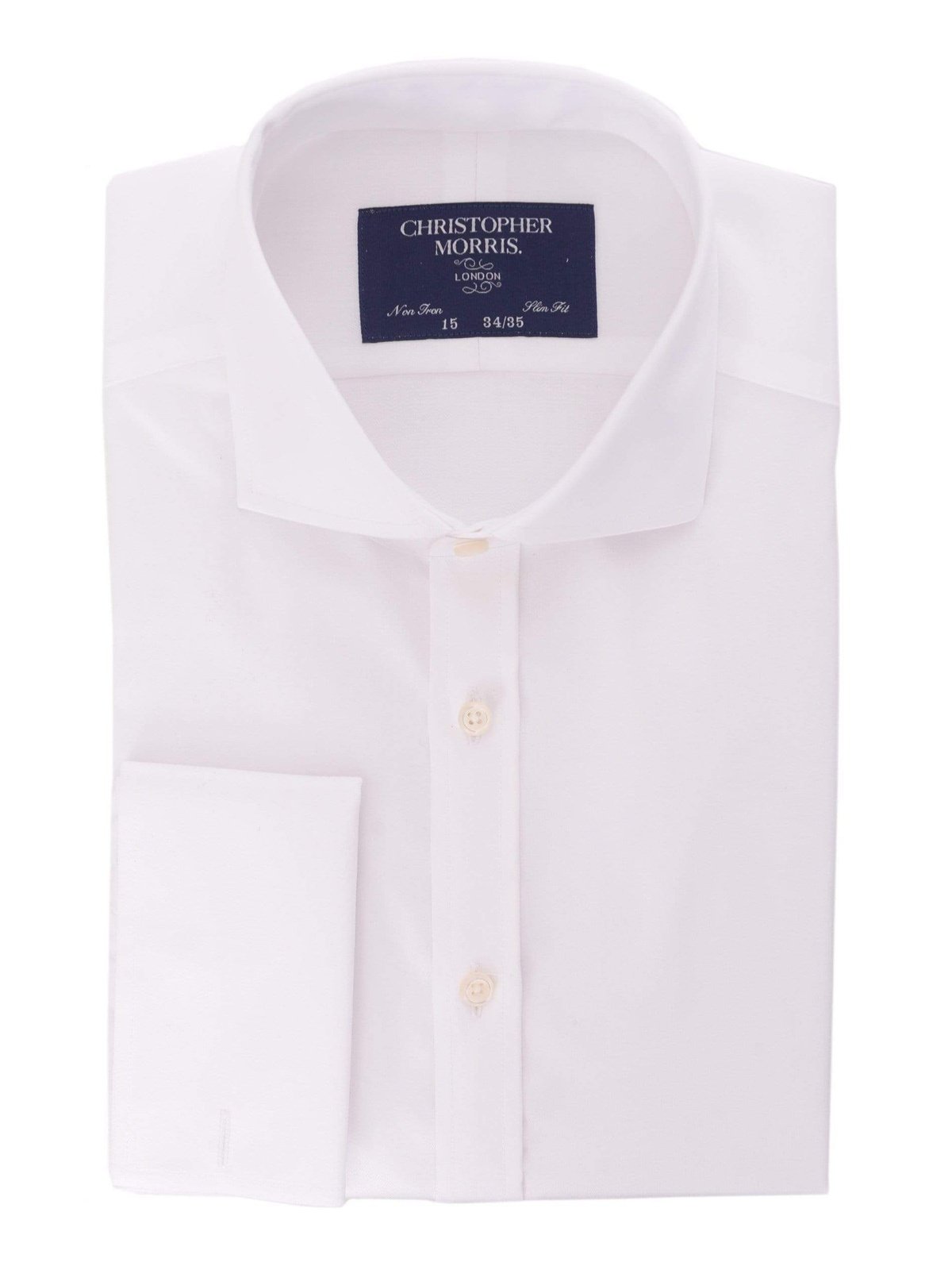 Christopher Morris Men's 100% Cotton Non-Iron White Slim Fit French Cuff Dress Shirt, 16 1/2 / 32/33 Christopher Morris Men's 100% Cotton Non-Iron White Slim Fit French Cuff Dress Shirt, 16 1/2 / 32/33