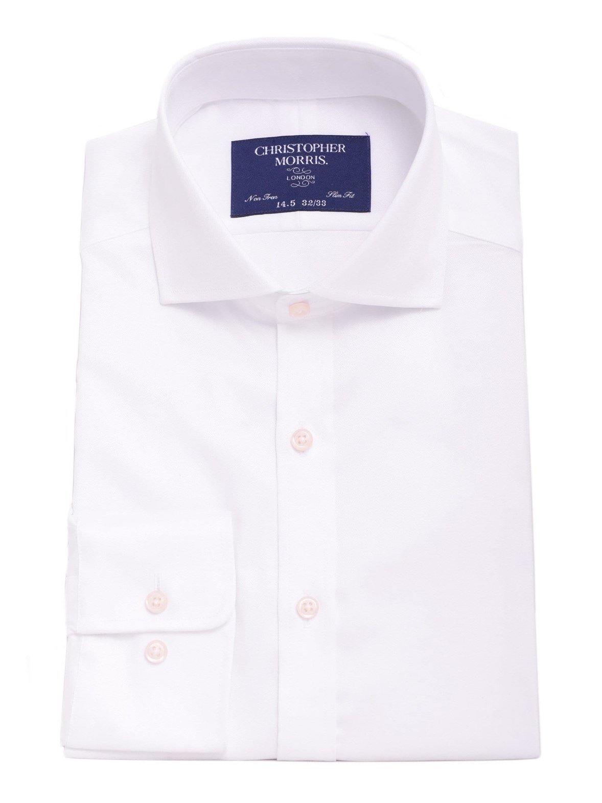 Christopher Morris Mens Bestselling Shirts 14 1/2 32/33 Christopher Morris Men's 100% Cotton Solid White Non-Iron Slim Fit Dress Shirt