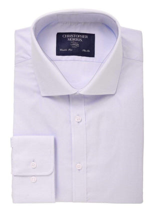 Christopher Morris Mens Bestselling Shirts 14 1/2 / 32/33 Christopher Morris Mens 100% Cotton Solid Blue Slim Fit Wrinkle Free Dress Shirt