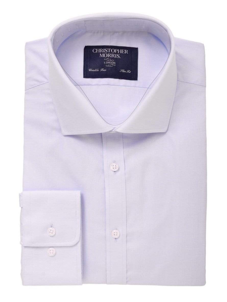 Christopher Morris Mens Bestselling Shirts Christopher Morris Mens 100% Cotton Solid Blue Slim Fit Wrinkle Free Dress Shirt